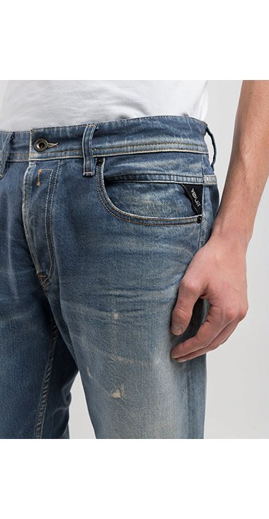 ストレートフィットGROVER 10.5oz AIプリントストレッチデニム 詳細画像